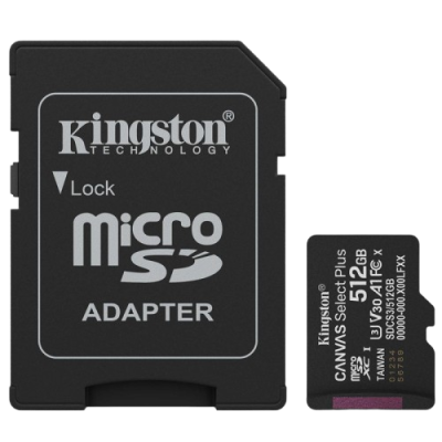 KINGSTON Canvas Select Plus microSD 512GB Class10 UHS-I SD adapter (SDCS3/512GB) spominska kartica