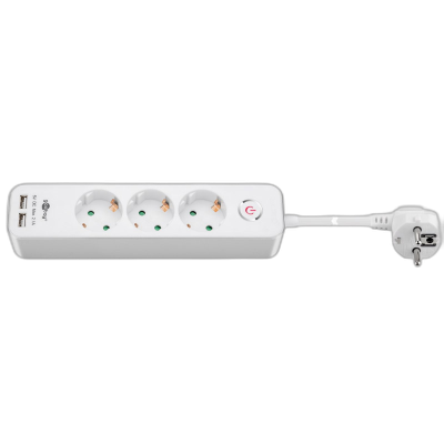 GOOBAY 1,5m podaljšek s 3 vtičnicami Schuko 2x USB2.0 vtičnicami razdelilec