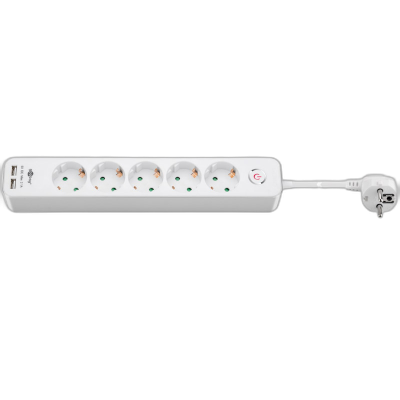 GOOBAY 1,5m podaljšek s 5 vtičnicami Schuko 2x USB2.0 razdelilec