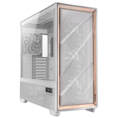 ANTEC Flux PRO White Full Tower okno leseno belo/rjavo gaming ohišje