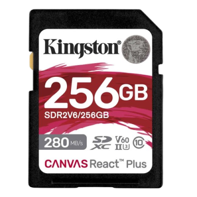 KINGSTON Canvas React Plus V60 SD 256GB Class10 UHS-II (SDR2V6/256GB) spominska kartica