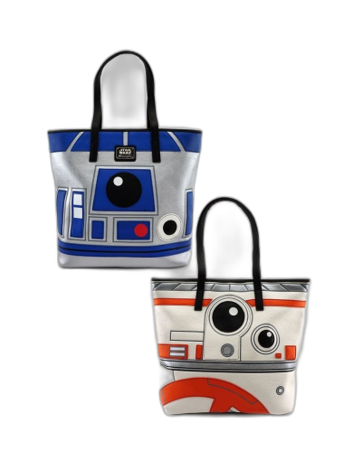 LOUNGEFLY STAR WARS R2D2 BB8 2 SIDED BIG FACE TOTE BAG