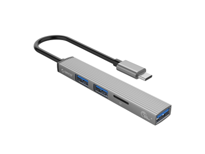 Priključna postaja USB-C 4 v 1, 1x USB 3.0, 2x USB 2.0, TF, 0.15m, ALU siva, ORICO AH-12F