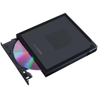 ASUS ZenDrive V1M Črno - zunanji DVD pogon in zapisovalec z vgrajenim shranjevanjem kabla, vmesnik USB-C, združljiv z Windows 11 in macOS, M-DISC podpora, vključene celovite rešitve za varnostno kopiranje