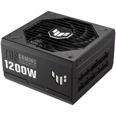 ASUS TUF Gaming 1200W 80 Plus Gold napajalnik, združljiv z ATX 3.0, popolnoma modularni etsirani kabli, vojaški certifikat, zasnova ventilatorja Axial-tech, dvojna ležaja krogličnih ventilatorjev, zaščitna prevleka PCB, garancija 10 let.