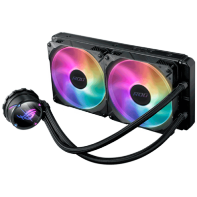 ASUS ROG Strix LC II 240 ARGB vse-v-enem tekoči CPU hladilnik z Aura Sync in dvojnimi ROG 120 mm naslovljivimi RGB ventilatorji za radiator.