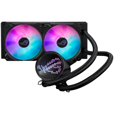 ASUS ROG Ryuo III 240 ARGB vodno hlajenje za procesor z Asetek 8. generacijo rešitve za črpalko, Anime Matrix LED zaslonom in 2x 120 mm ROG ARGB hladilnimi ventilatorji.