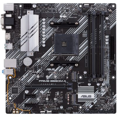 ASUS PRIME B550M-A/CSM AM4 mATX MB - AMD B550 4xDIMM DDR4 2xM.2 4xSATA PCIe 4.0 1Gb Ethernet 1xD-SUB 1xDVI-D 1xHDMI with Aura Sync RGB headers support