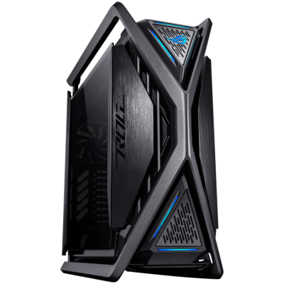 ASUS ROG Hyperion GR701 BTF Edition E-ATX PC ohišje črno, motherboard hidden connectors design support, 420 mm dual radiator support, four 140 mm fans, metal GPU holder, component storage, ARGB fan hub, Aura Sync, 60W fast charging