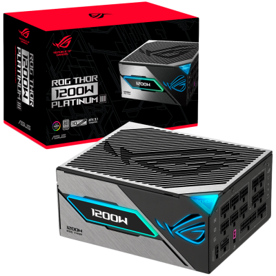 ASUS ROG Thor 1200W Platinum III modularni napajalnik, ATX 3.1 kompatibilen, PCIe Gen 5.1, 80 PLUS Platinum, 10 let garancije