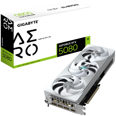 GIGABYTE GeForce RTX 5080 AERO OC SFF 16G GDDR7 grafična kartica, PCIe 5.0, 1xHDMI 2.1b, 3xDisplayPort 2.1b