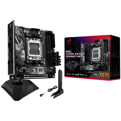 ASUS ROG STRIX X870-I GAMING WIFI AM5 mini-ITX osnovna plošča - AMD X870, 2xDDR5, 2xM.2, 2xSATA, 2.5Gb LAN, WiFi 7, BT, 1xHDMI 2xUSB4 40Gbps porta (USB Type-C), Aura Sync