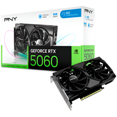 PNY GeForce RTX 5060 8GB Overclocked Dual Fan DLSS 4 grafična kartica, PCIe 5.0, 1xHDMI 2.1b, 3xDisplayPort 2.1b