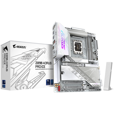 GIGABYTE Z890 AORUS PRO ICE WIFI7 LGA1851 ATX osnovna plošča - Intel Z890, 4xDDR5, 5xM.2, 4xSATA, 5Gb LAN, WiFi 7, BT, 2x Intel TB4 (USB4 Type-C), 1xHDMI