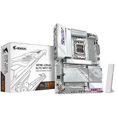 GIGABYTE X870E AORUS ELITE WIFI7 ICE AM5 ATX osnovna plošča - AMD X870E, 4xDDR5, 4xM.2, 4xSATA, 2.5Gb LAN, WiFi 7, BT, 1xHDMI, 2xUSB4 Type-C