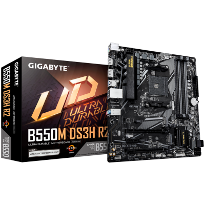 GIGABYTE B550M DS3H R2 AM4 mATX osnovna plošča - AMD B550, 4x DDR4, 2xM.2, 4xSATA, 1GB LAN, 1xDP, 1xHDMI