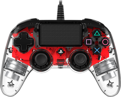 NACON PS4 TRANSPARENTEN ŽIČNI IGRALNI PLOŠČEK, RDEČ