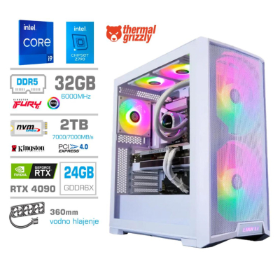 Računalnik MEGA TWR S10 i9-14900K/RTX4090/32GB-DDR5/2TB-4.0/1000W/Brez OS/bela RGB