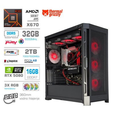 Računalnik MEGA TWR S11 R7-9800X3D/RTX5080/32GB-DDR5/2TB-4.0/1050W/Brez OS/črna RGB + Estetski napajalni kabli [Rdeča / Črna]