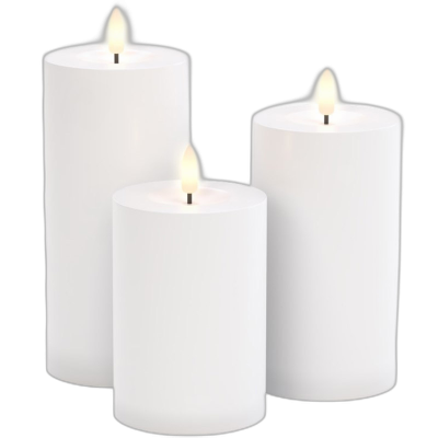 GOOBAY LED bela zunanja baterijska sveča 7.1x10/12.5/15cm set 3 