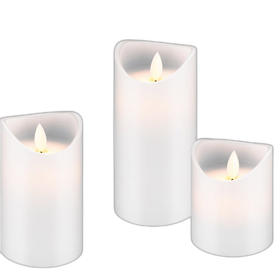 GOOBAY LED bela namizna sveča 7.5x10/12.5/15cm set 3