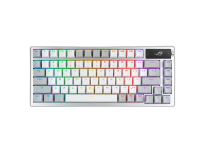 Tipkovnica ASUS ROG Azoth Wireless, ROG NX Snow, PBT, OLED, RGB, USB, US, bela