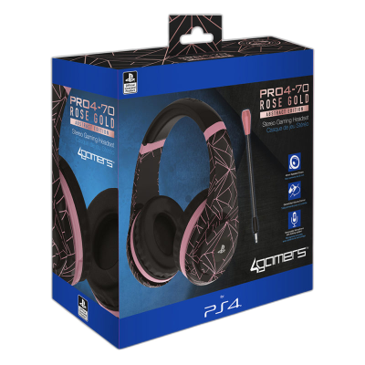 4GAMERS PS4 STEREO GAMING HEADSET ROSE GOLD EDITION - ABSTRACT BLACK