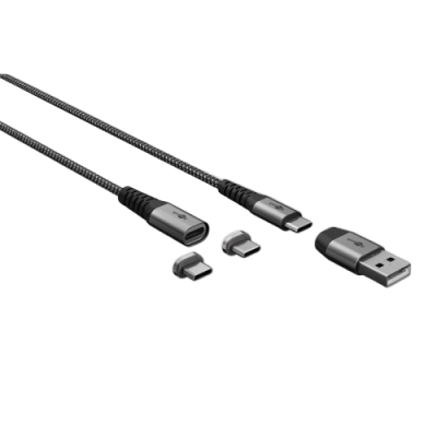 GOOBAY 2v1 USB-C na USB-A/USB-C 1m 60W tekstil Magnetic adapter polnilni kabel