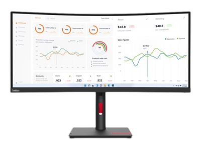 LENOVO ThinkVision T34w-30 34inch VA 21:9 3440x1440 60Hz 3000:1 3M:1 350cd/m2 6ms 1xUSB-C 1xHDMI 2.0 1xDP 1.4 1xRJ45 USB Hub sRGB 3y