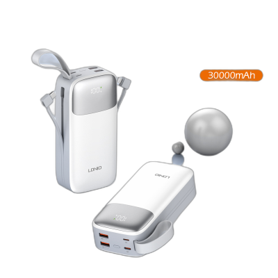 LDNIO POWER BANK 30000mAh 22,5W 5V 3A 2 PORT (2A) + 2 CABLE (1C1L) PQ30
