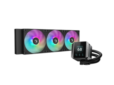 Komplet za tekočinsko hlajenje AIO Liquid Cooler DeepCool MYSTIQUE 360 ARGB, 360mm, LCD, črn