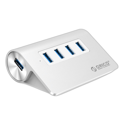 USB hub s 4 vhodi, USB 3.0, brušen aluminij, ORICO M3H4-V1-SV