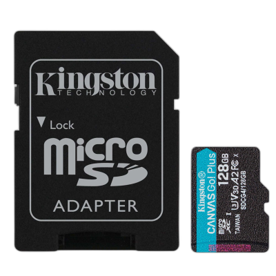 KINGSTON Canvas Go! Plus microSD 128GB Class 10 UHS-I U3 V30 A2 SD adapter (SDCG4/128GB) spominska kartica