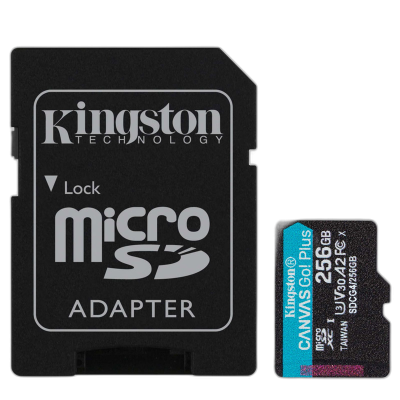 KINGSTON Canvas Go! Plus microSD 256GB Class 10 UHS-I U3 V30 A2 SD adapter (SDCG4/256GB) spominska kartica