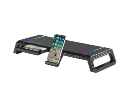 Stojalo za monitor z USB hubom s 4 vhodi, USB 3.0, RGB, črn, Ewent EW1268