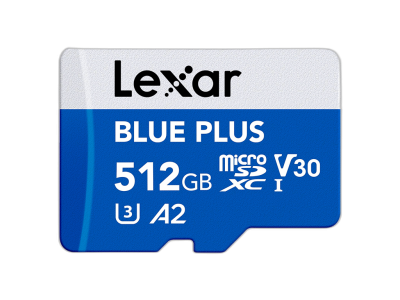 Spominska kartica Lexar BLUE PLUS, Micro SDXC, 512GB, 170MB/s, U3, V30, A2, UHS-I, z adapterjem