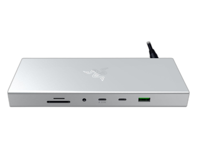 Priključna postaja USB-C Razer USB 4 Dock Mercury, 14 v 1, 5xUSB-A, 3xUSB-C, HDMI, DP,  RJ45, AUX, mSD/SD, srebrna