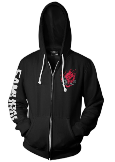 JINX CYBERPUNK 2077 BIGGEST FAN ZIP-UP HOODIE ČRN L