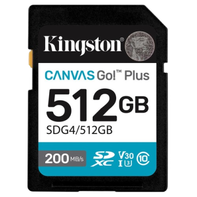 KINGSTON Canvas Go! Plus SD 512GB Class10 UHS-I U3, V30, 4K UHD (SDG4/512GB) spominska kartica