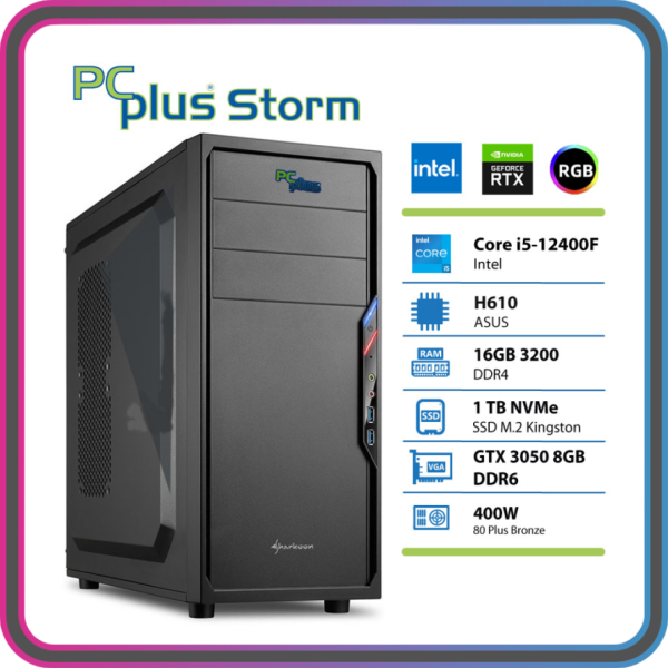 PCPLUS Storm i5 12400F 16GB 1TB SSD RTX 3050 8GB gaming namizni računalnik