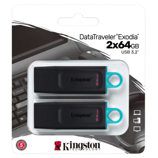 KINGSTON DataTraveler Exodia 64GB USB 3.2 Gen1 (DTX/64GB-2P), dvojno pakiranje, USB ključ