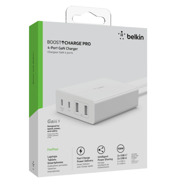 Belkin 4 portni stenski polnilnik 108W