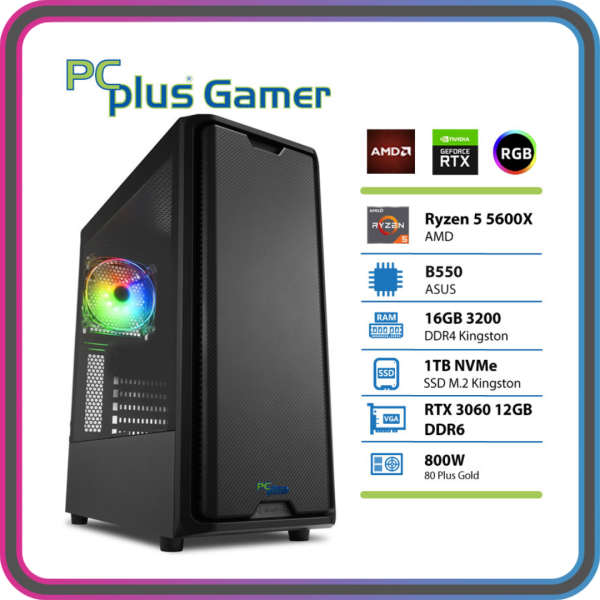 PCPLUS Gamer Ryzen 5 5600X 16GB 1TB SSD GeForce RTX 3060 12GB gaming namizni računalnik