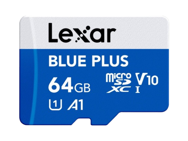 Spominska kartica Lexar BLUE PLUS, Micro SDXC, 64GB, 100MB/s, U1, V10, A1, UHS-I, z adapterjem