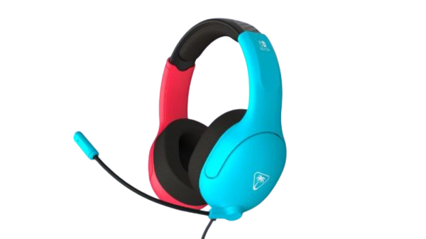 TURTLE BEACH NINTENDO SWITCH 2 AIRLITE FIT ŽIČNE SLUŠALKE NEON MODRO RDEČE BARVE