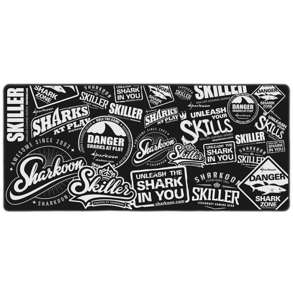 SHARKOON Skiller SGP2 XXL črna z belim potiskom podloga za miško in tipkovnico
