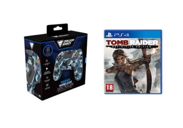 DRAGONSHOCK MIZAR BREZŽIČNI KONTROLER ZA PS4, PC, MOBILE - MODRE CAMO BARVE + PS4 TOMB RAIDER