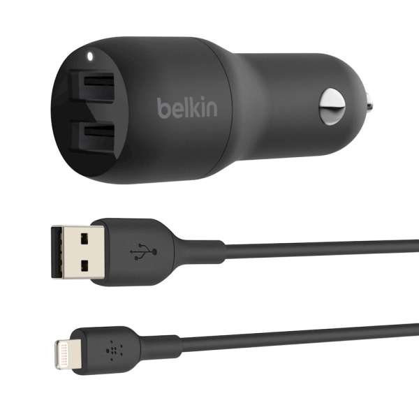 BELKIN USB-A AVTOPOLNILEC 24W +Lightning kabel