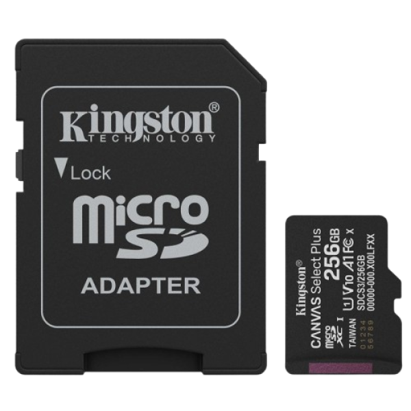 KINGSTON Canvas Select Plus microSD 256GB Class10 UHS-I adapter (SDCS3/256GB) spominska kartica