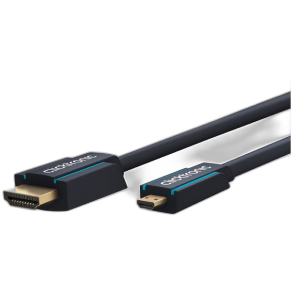 CLICKTRONIC High Speed HDMI (M) na micro HDMI (M) 1.4 4K 30Hz 2m z Ethernet pozlačen črn kabel